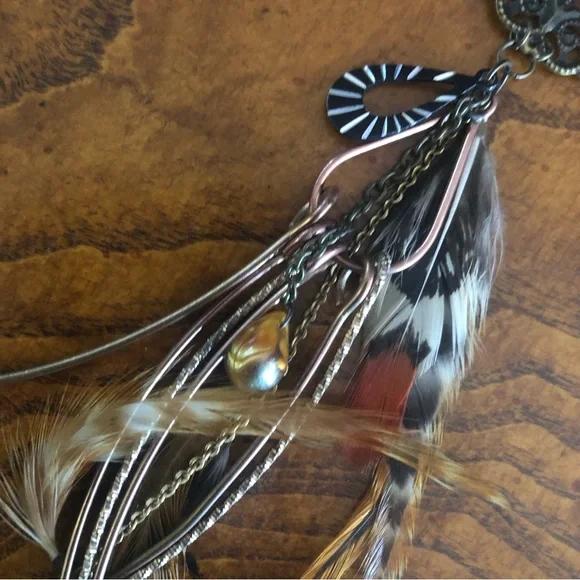 Handcrafted repurpose freshwater pearl feather claw Czech glass Pearl necklace